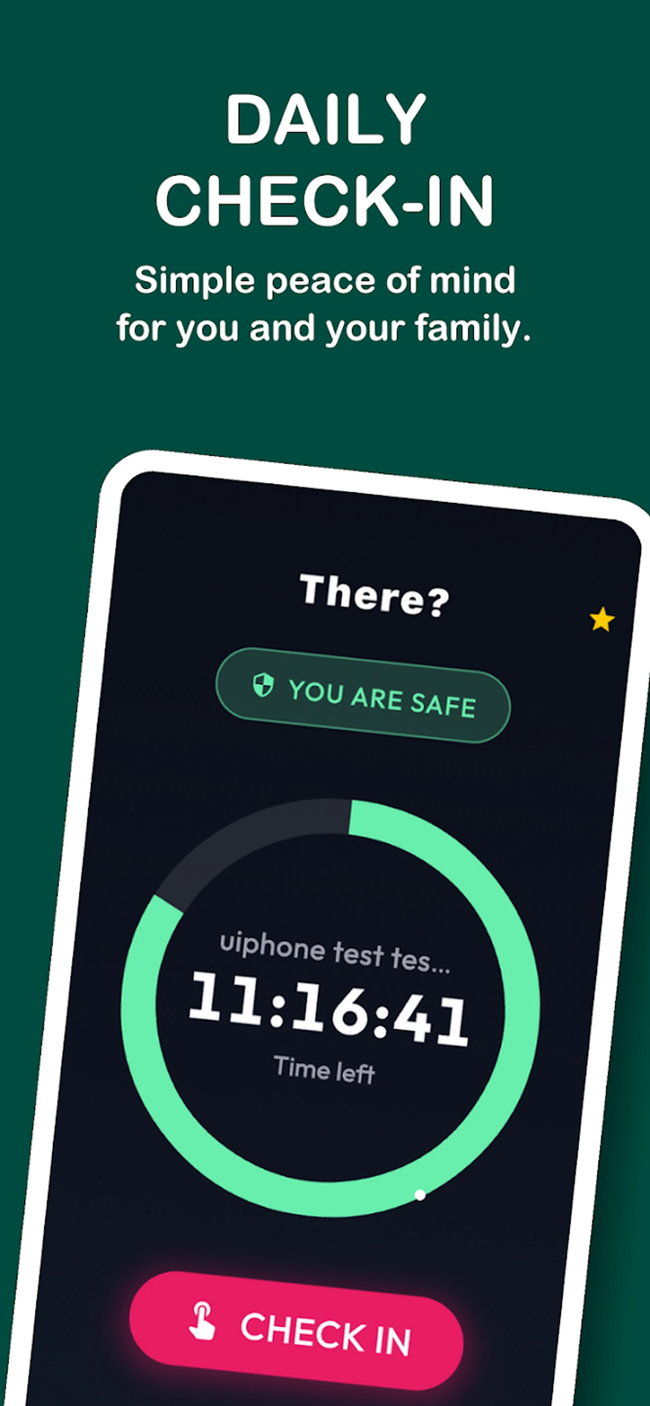 Safe? App check-in screen